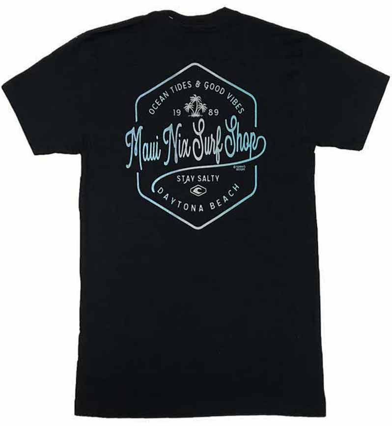 This is an image of Tees Tees Women Maui Nix Hexagon Palms Short Sleeve Tee