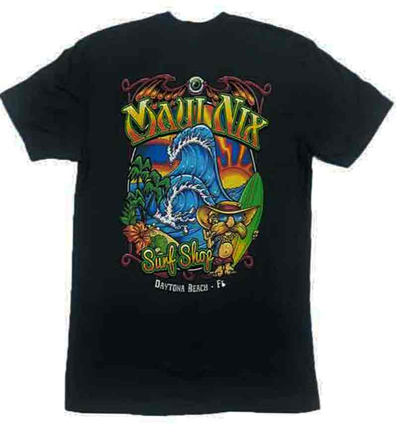 This is an image of Tees Tees Maui Nix Wave Retro Short Sleeve Tee