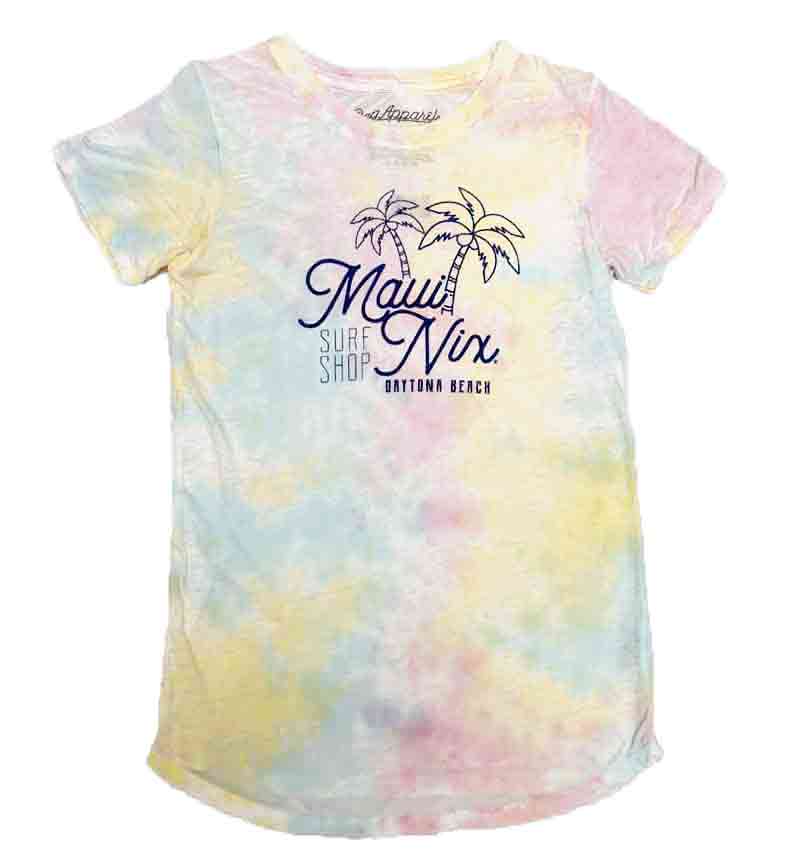 This is an image of Tees Maui Nix Ladies TDYE Burnout Tee