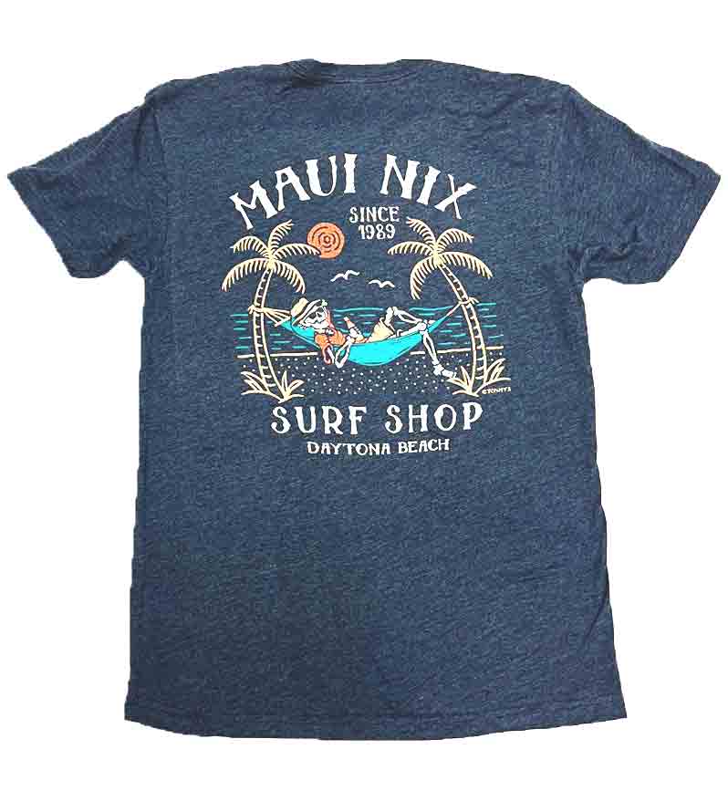 This is an image of Tees Tees Maui Nix Short Sleeve Blackbeard Hammock Tee