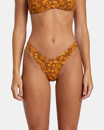 This is an image of Swimwear Women RVCA WOMEN’S Poppy Eco Rib High Leg Bikini Bottoms