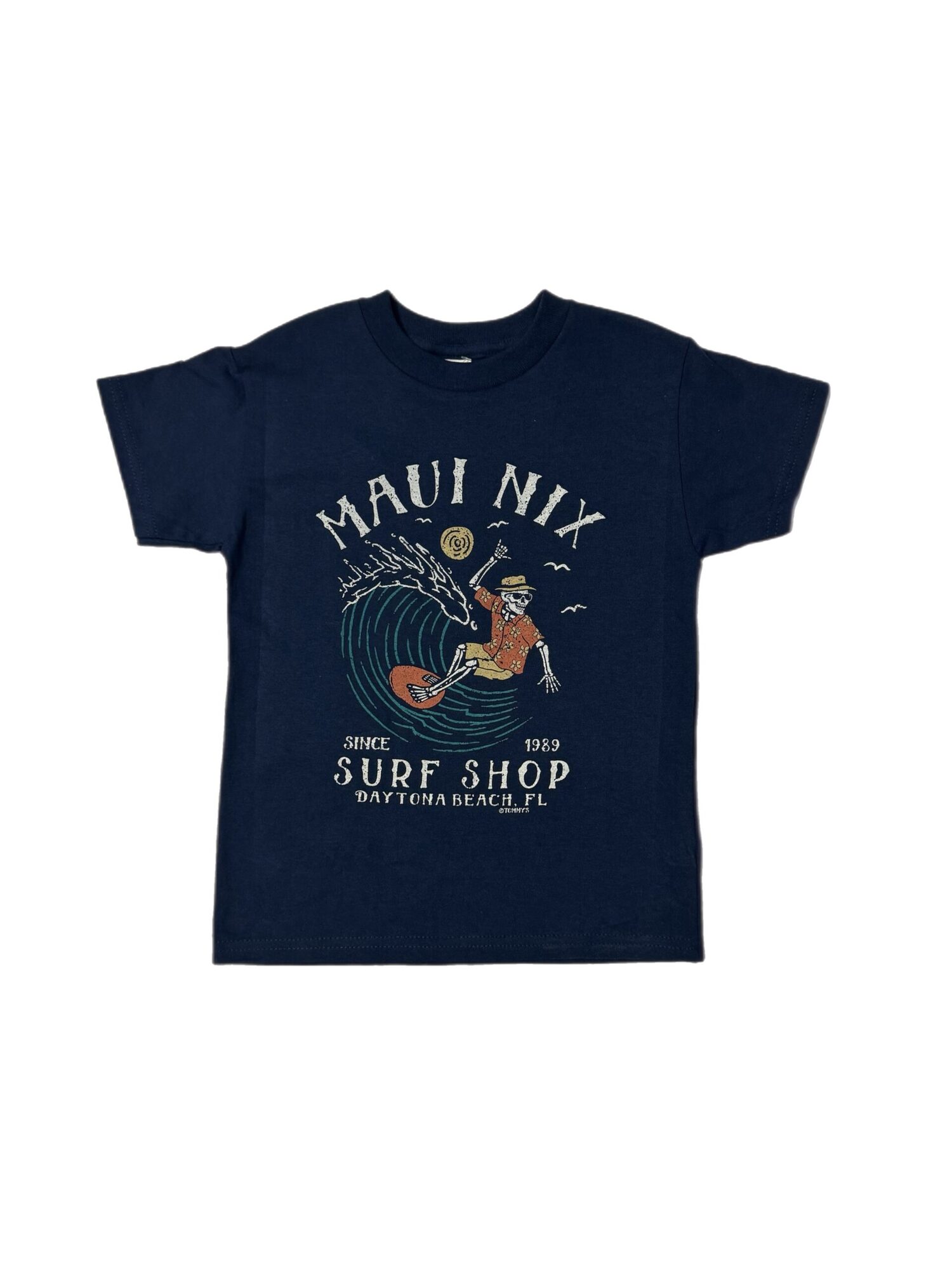 This is an image of Kids Maui Nix Youth Blackbeard Surf Club Tee
