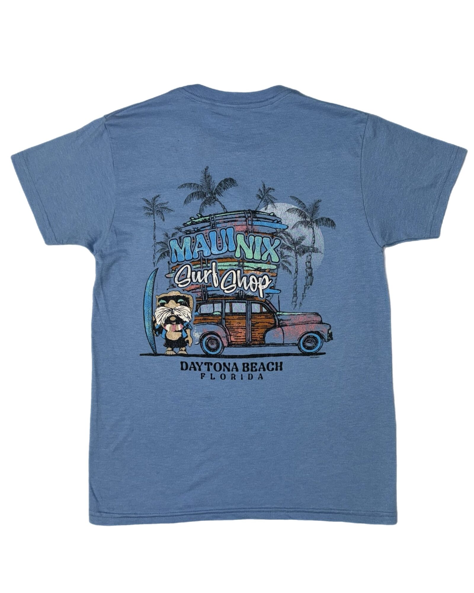 This is an image of Tees Maui Nix Surfboard Woodie Tee