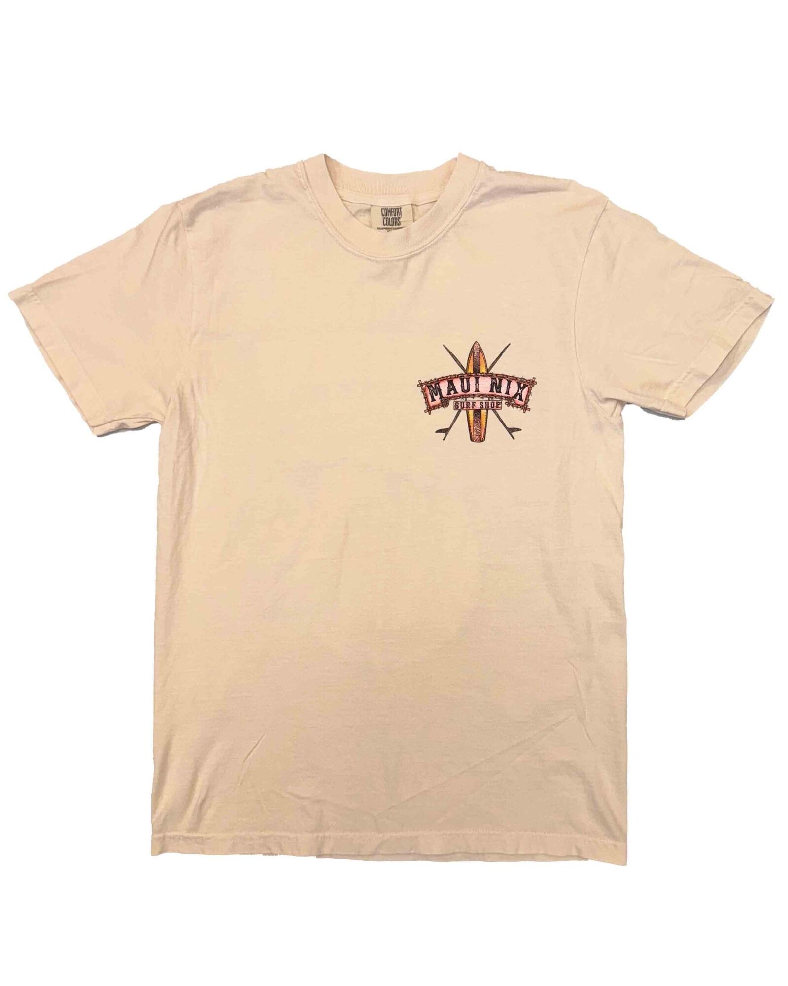 This is an image of Maui Nix Hibiscus & Surfboard tee